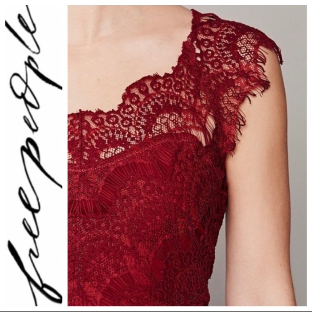 Free People Peekaboo Burgundy Lace Dress Size M NWOT - Picture 8 of 10